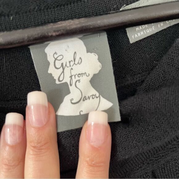 Anthropologie Girls From Savoy Black Cowl Bell Sleeve Front Pleats Sweater Dress - Picture 8 of 11